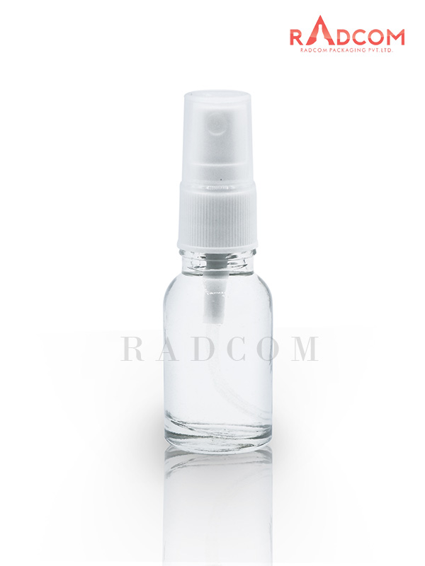 15ML Clear Glass Dropper Bottle with White Mist Spray Pump